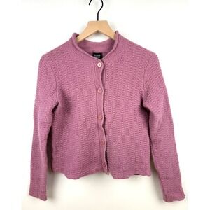 Vintage Eileen Fisher Pink Textured Wool Cardigan